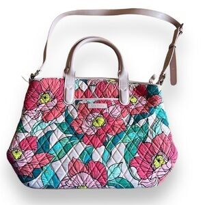 Vera Bradley Quilted Pink Tropical Floral Tote crossbody bag bright purse